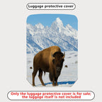 1-Piece Bison Mountain Snow Wildlife Nature Landscape  Suitcase Luggage Cover, Stretch Protective Sleeve