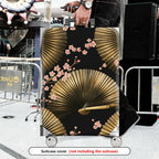 1-Piece Floral Gold Fan Geometric Black Cherry Blossom  Suitcase Luggage Cover, Stretch Protective Sleeve