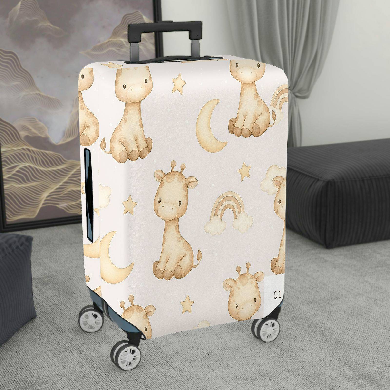 1-Piece Cute  Animal Star Moon Rainbow  Suitcase Luggage Cover, Stretch Protective Sleeve