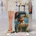 1-Piece Dalmatian Winter Cat Christmas Holiday Animal  Suitcase Luggage Cover, Stretch Protective Sleeve