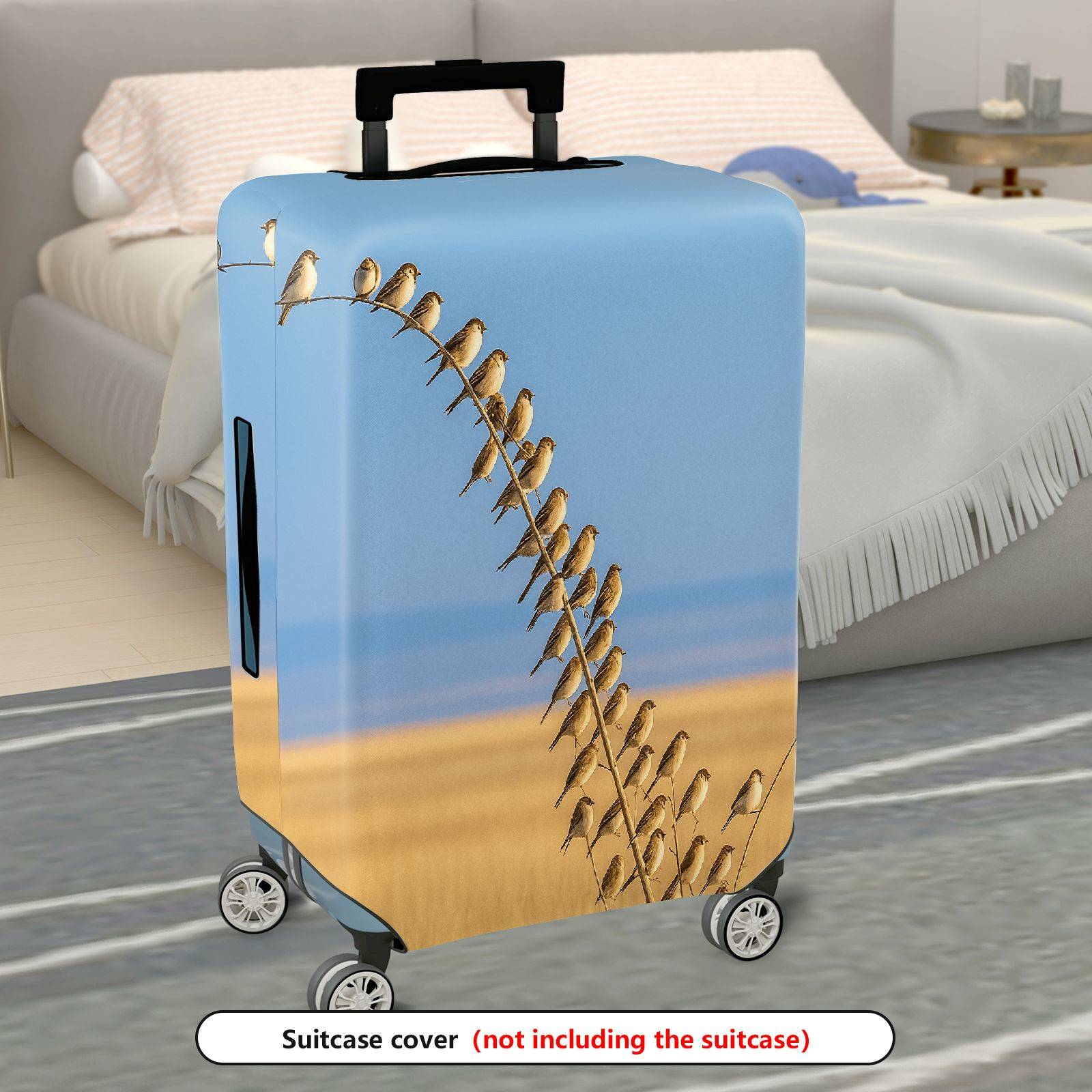 1-Piece Natural Scenic Birds Sky Landscape Nature Grassland  Suitcase Luggage Cover, Stretch Protective Sleeve