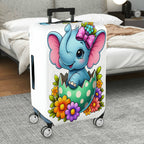 1-Piece Cute Elephant Floral Egg Bow  Suitcase Luggage Cover, Stretch Protective Sleeve