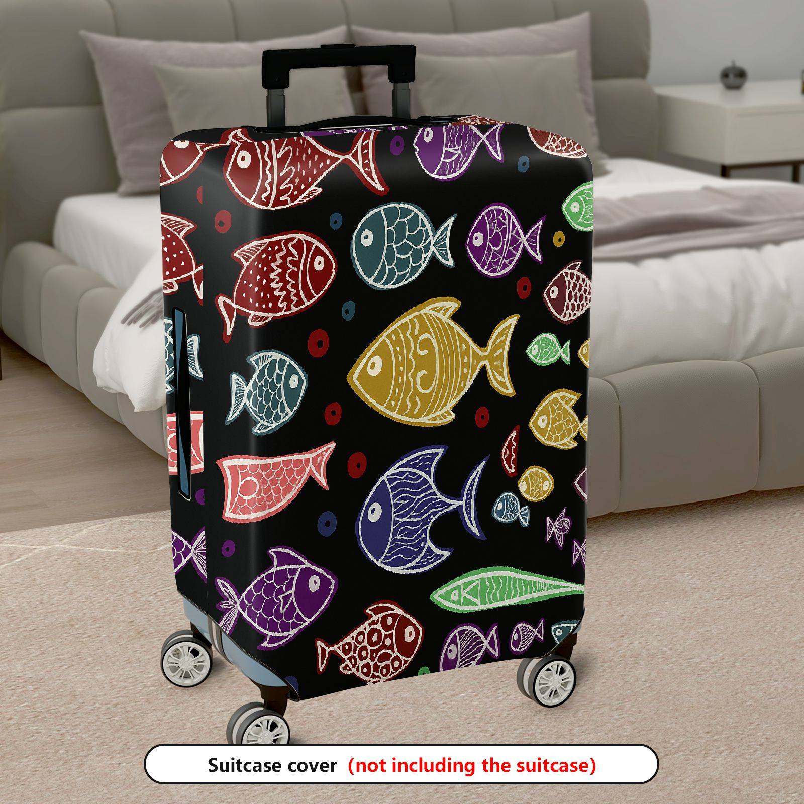 1-Piece Colorful Fish Pattern Ocean  Artistic Vibrant  Suitcase Luggage Cover, Stretch Protective Sleeve