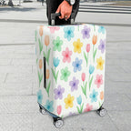 1-Piece Floral Colorful Spring Flower Tulip Pastel  Suitcase Luggage Cover, Stretch Protective Sleeve