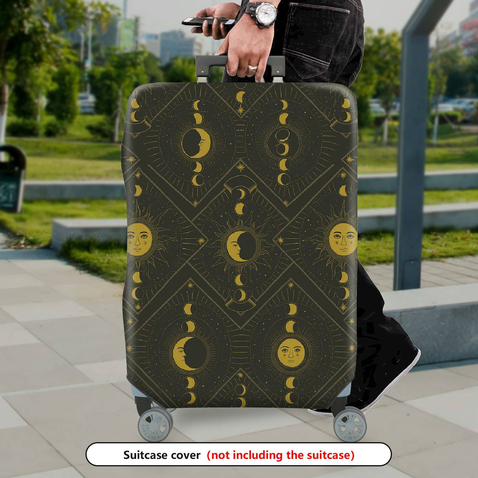 1-Piece Moon Sun Star Galaxy Mystic Geometric  Suitcase Luggage Cover, Stretch Protective Sleeve