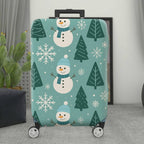 1-Piece Christmas Snowman Pine Tree Winter Holiday  Suitcase Luggage Cover, Stretch Protective Sleeve