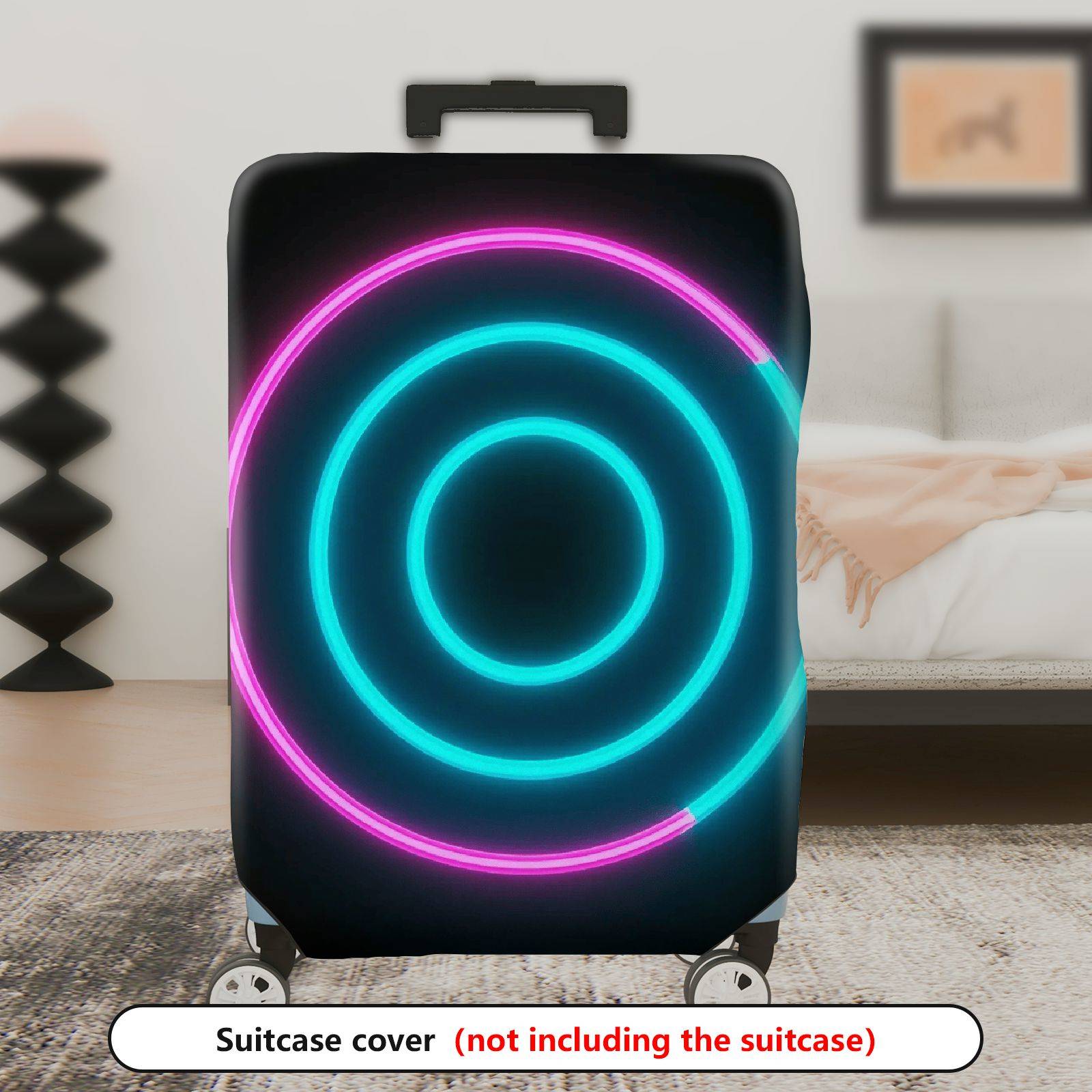 1-Piece Geometric Circle Modern Stylish Vivid  Suitcase Luggage Cover, Stretch Protective Sleeve