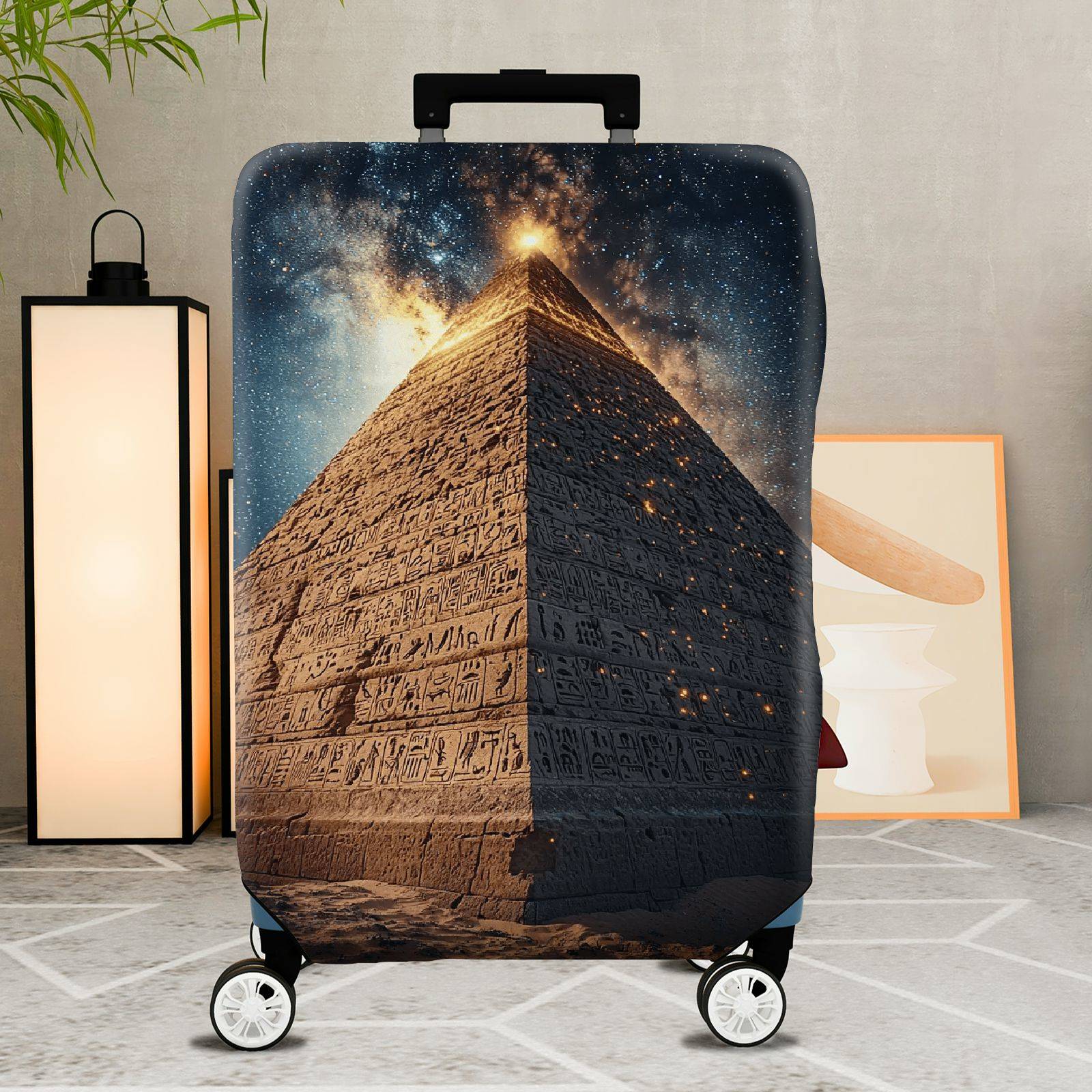 1-Piece Cosmic Pyramid Starry Night Ancient Mystical Galactic  Suitcase Luggage Cover, Stretch Protective Sleeve
