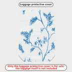 1-Piece White Blue Floral Branch Art Design  Suitcase Luggage Cover, Stretch Protective Sleeve