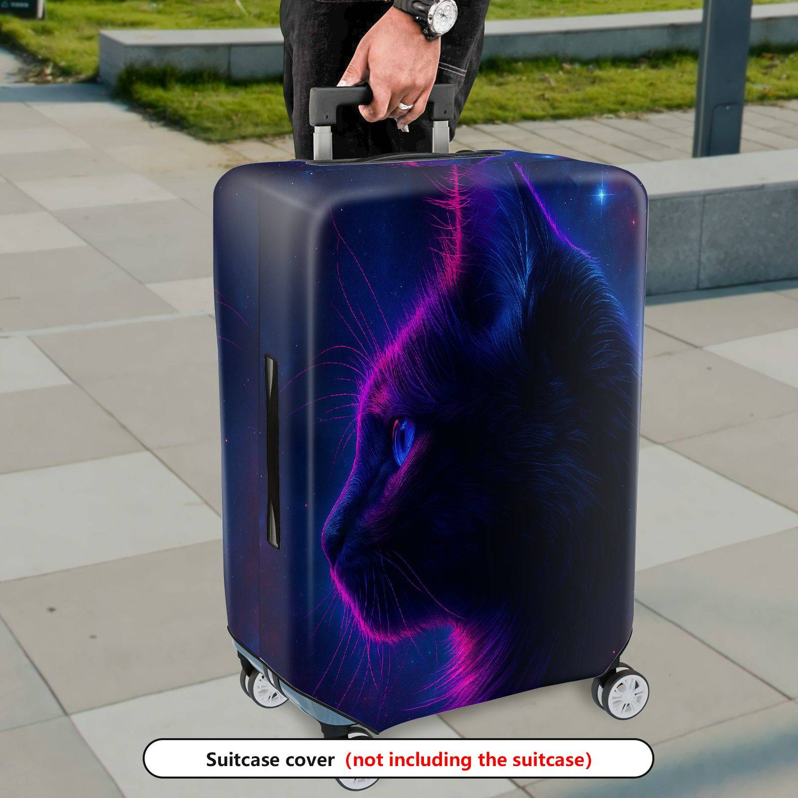 1-Piece Cosmic Cat Nebula Galaxy Space Stars  Suitcase Luggage Cover, Stretch Protective Sleeve