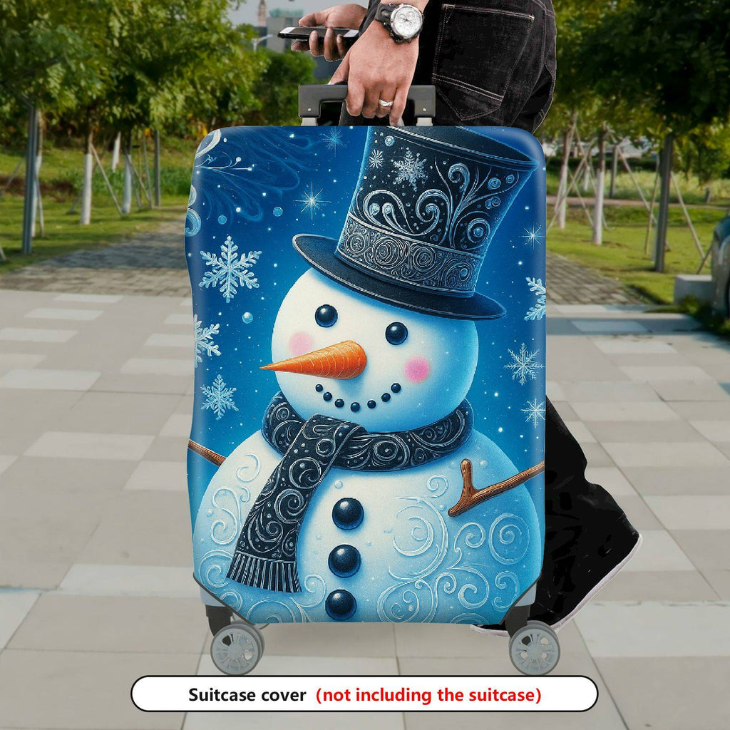 1-Piece Snowman Christmas Holiday Winter Snowflake  Suitcase Luggage Cover, Stretch Protective Sleeve