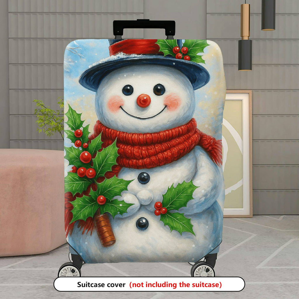 1-Piece Snowman Christmas Winter Holiday Festive Cheer  Suitcase Luggage Cover, Stretch Protective Sleeve