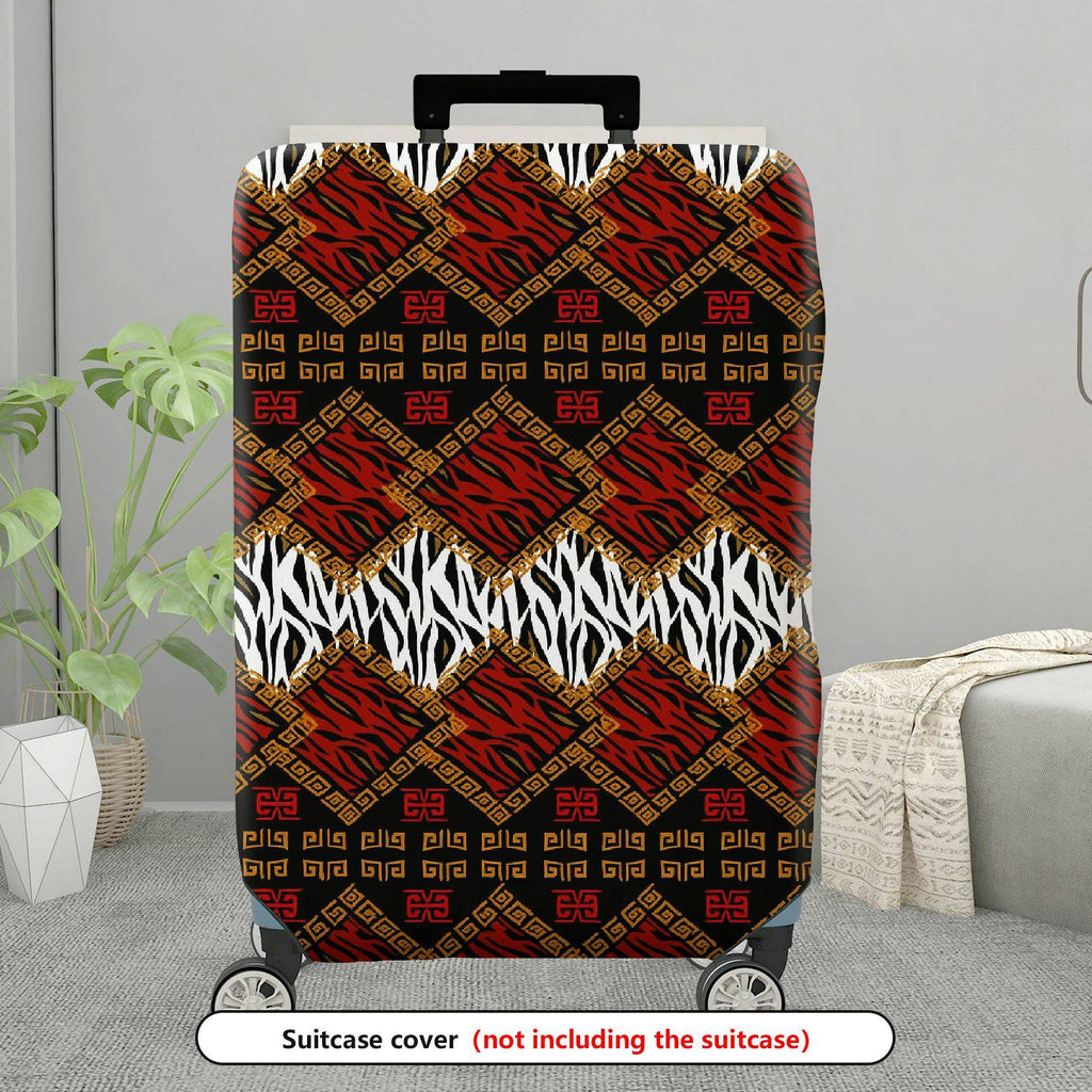 1-Piece Red Gold Black Animal Pattern Geometric Tribal Ethnic  Suitcase Luggage Cover, Stretch Protective Sleeve