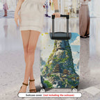 1-Piece Mountain Nature Landscape Temple Birds Sunlight  Suitcase Luggage Cover, Stretch Protective Sleeve