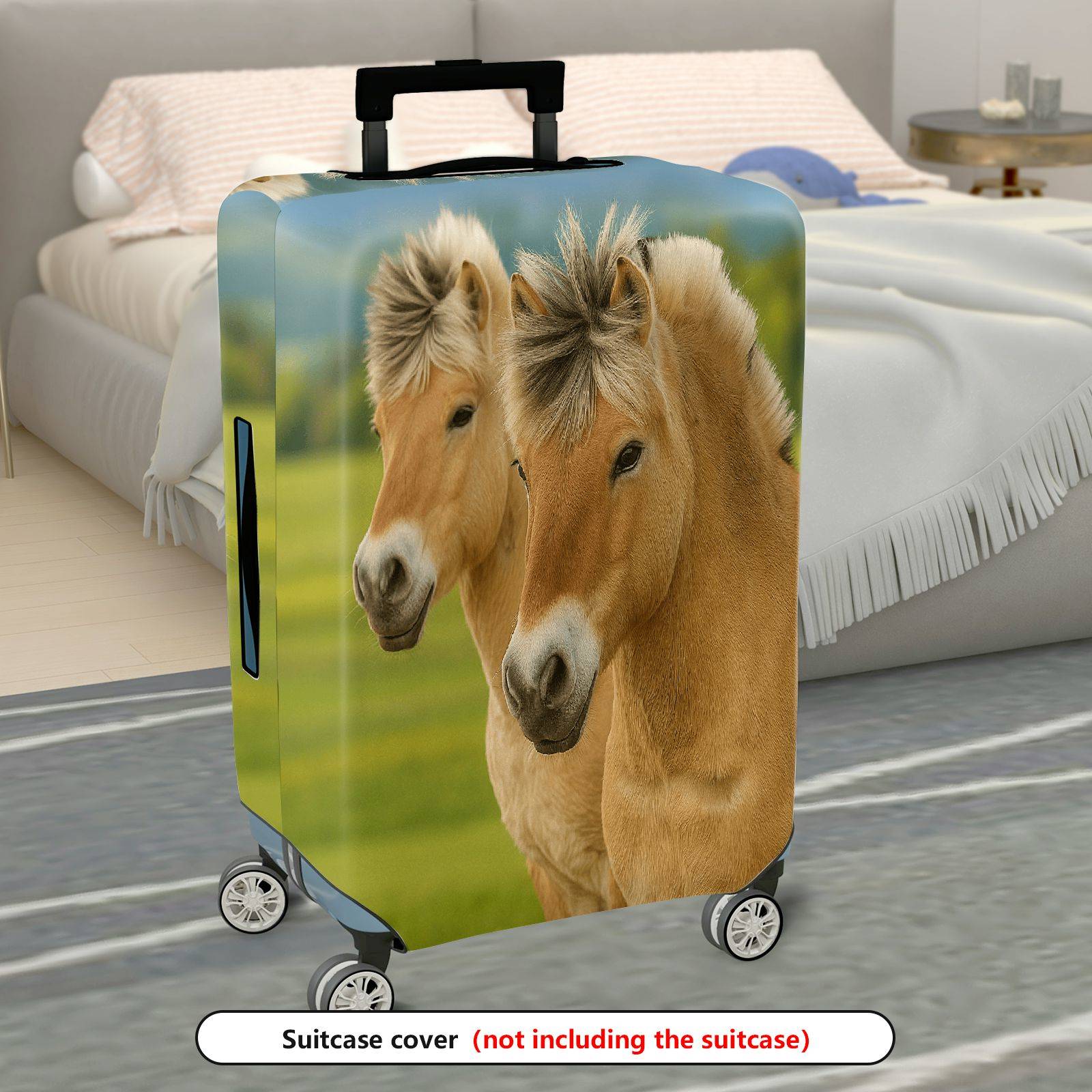 1-Piece Horse Nature Landscape Animal Wildlife Green  Suitcase Luggage Cover, Stretch Protective Sleeve