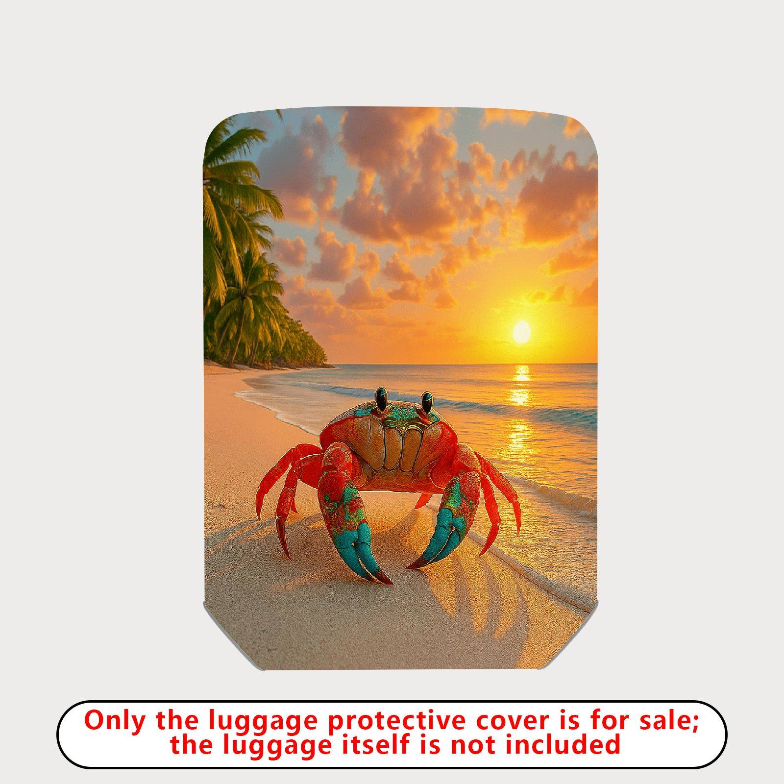 1-Piece Sunset Beach Crab Palm Ocean Holiday  Suitcase Luggage Cover, Stretch Protective Sleeve