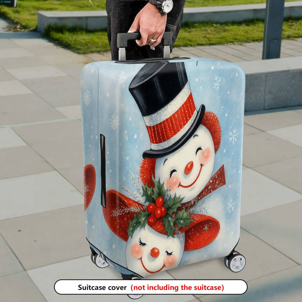 1-Piece Christmas Snowman Snowflake Winter Holiday Decorative  Suitcase Luggage Cover, Stretch Protective Sleeve