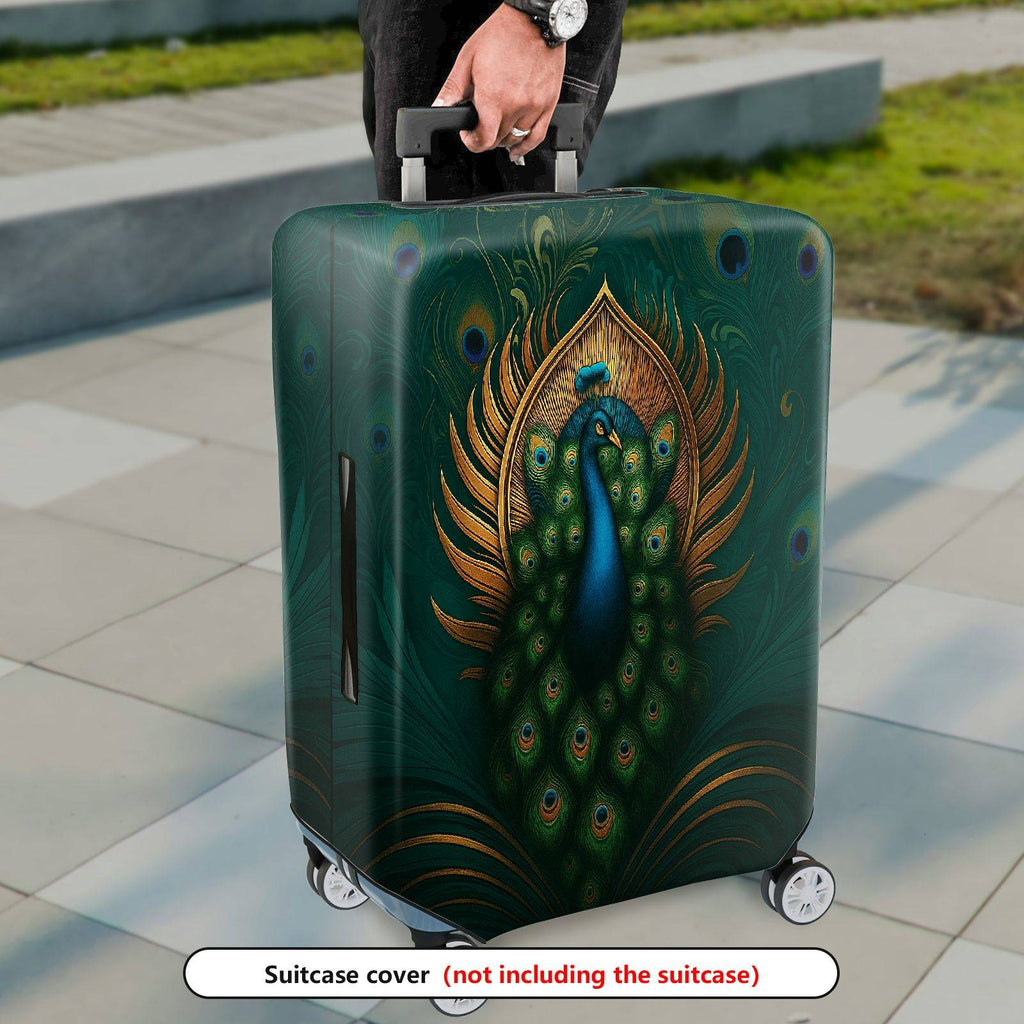 1-Piece Peacock Feathers Elegant Artistic Decorative Stylish  Suitcase Luggage Cover, Stretch Protective Sleeve