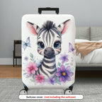 1-Piece Cute Zebra Butterfly Floral Art Print  Suitcase Luggage Cover, Stretch Protective Sleeve