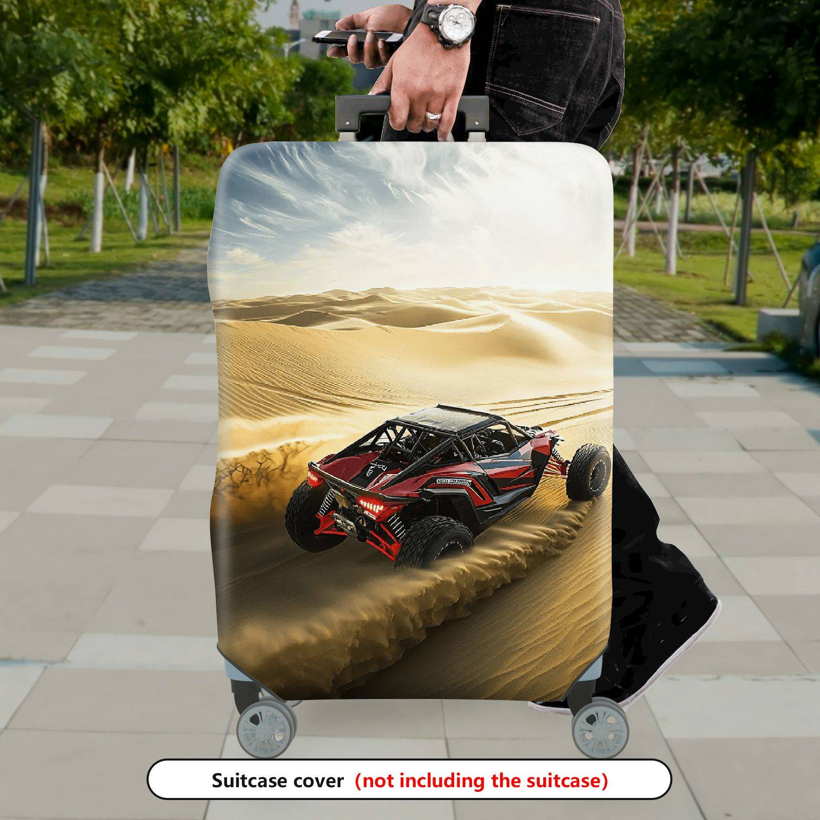 1-Piece Desert Racing Car Adventure Landscape Luggage  Suitcase Luggage Cover, Stretch Protective Sleeve