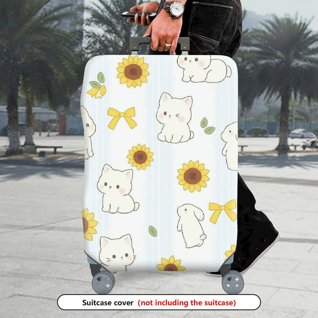 1-Piece Cute Cat Sunflower Bunny Bow Striped  Suitcase Luggage Cover, Stretch Protective Sleeve