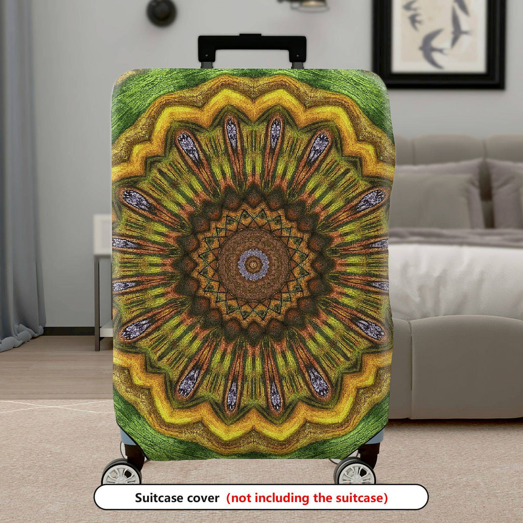 1-Piece Abstract Bohemian Floral Mandala Geometric Vibrant  Suitcase Luggage Cover, Stretch Protective Sleeve