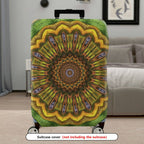 1-Piece Abstract Bohemian Floral Mandala Geometric Vibrant  Suitcase Luggage Cover, Stretch Protective Sleeve