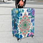 1-Piece Mandala Floral Colorful Vibrant Artistic Decorative  Suitcase Luggage Cover, Stretch Protective Sleeve