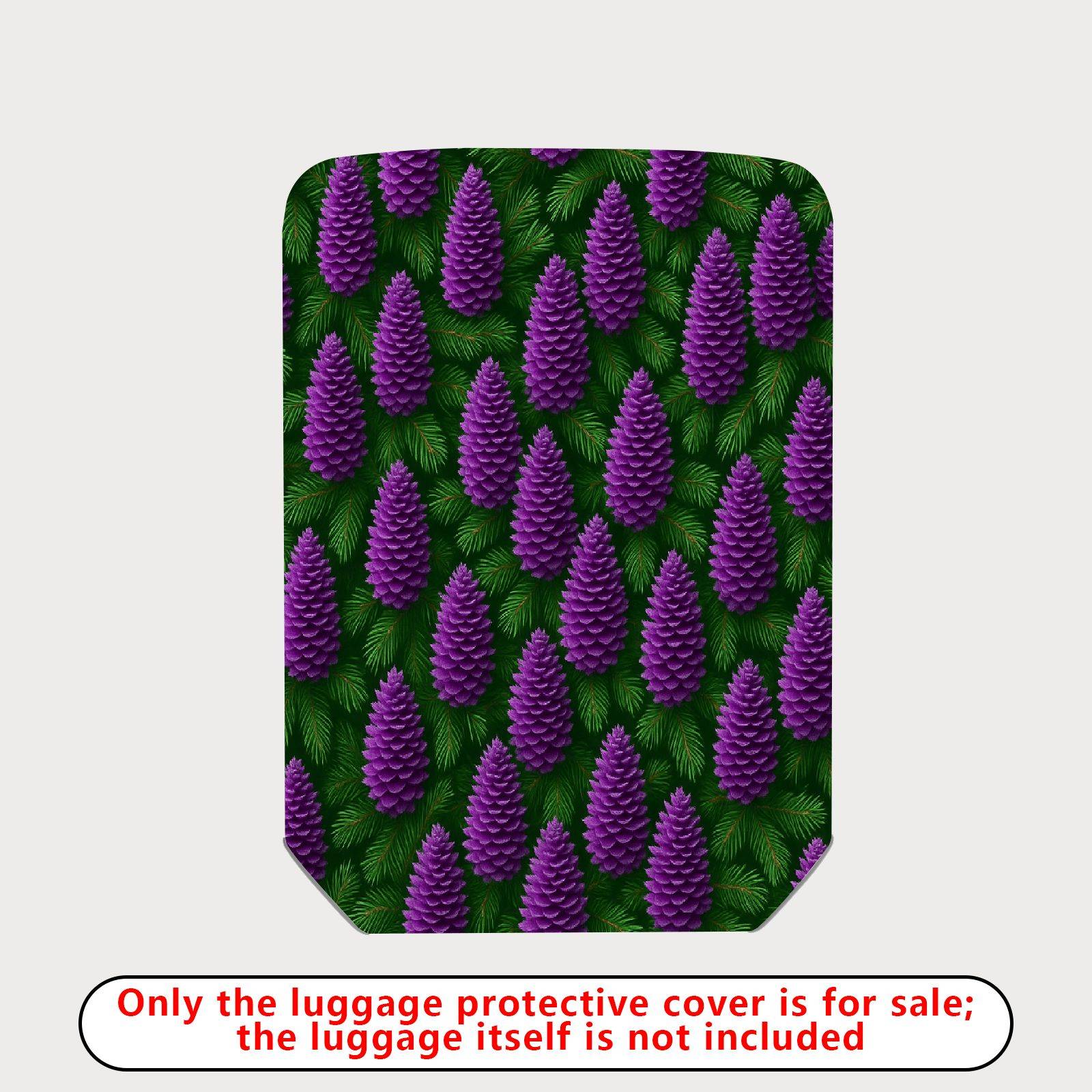 1-Piece Purple Pine Cone Evergreen Holiday Festive Seasonal  Suitcase Luggage Cover, Stretch Protective Sleeve