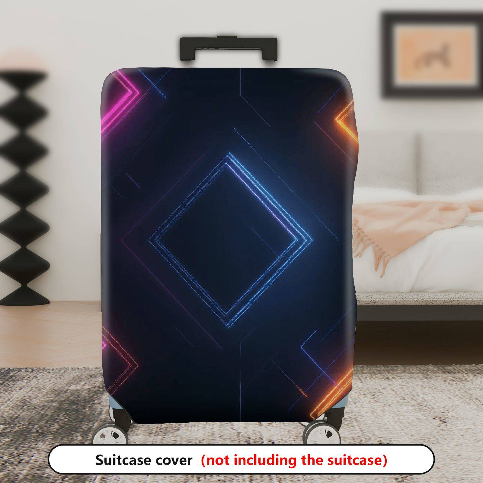 1-Piece Geometric  Diamond Pattern Colorful Glowing Abstract  Suitcase Luggage Cover, Stretch Protective Sleeve