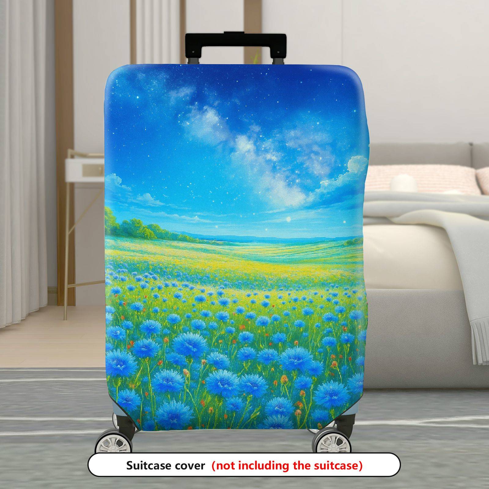 1-Piece Starry Sky Field Meadow Nature Landscape Cosmic  Suitcase Luggage Cover, Stretch Protective Sleeve