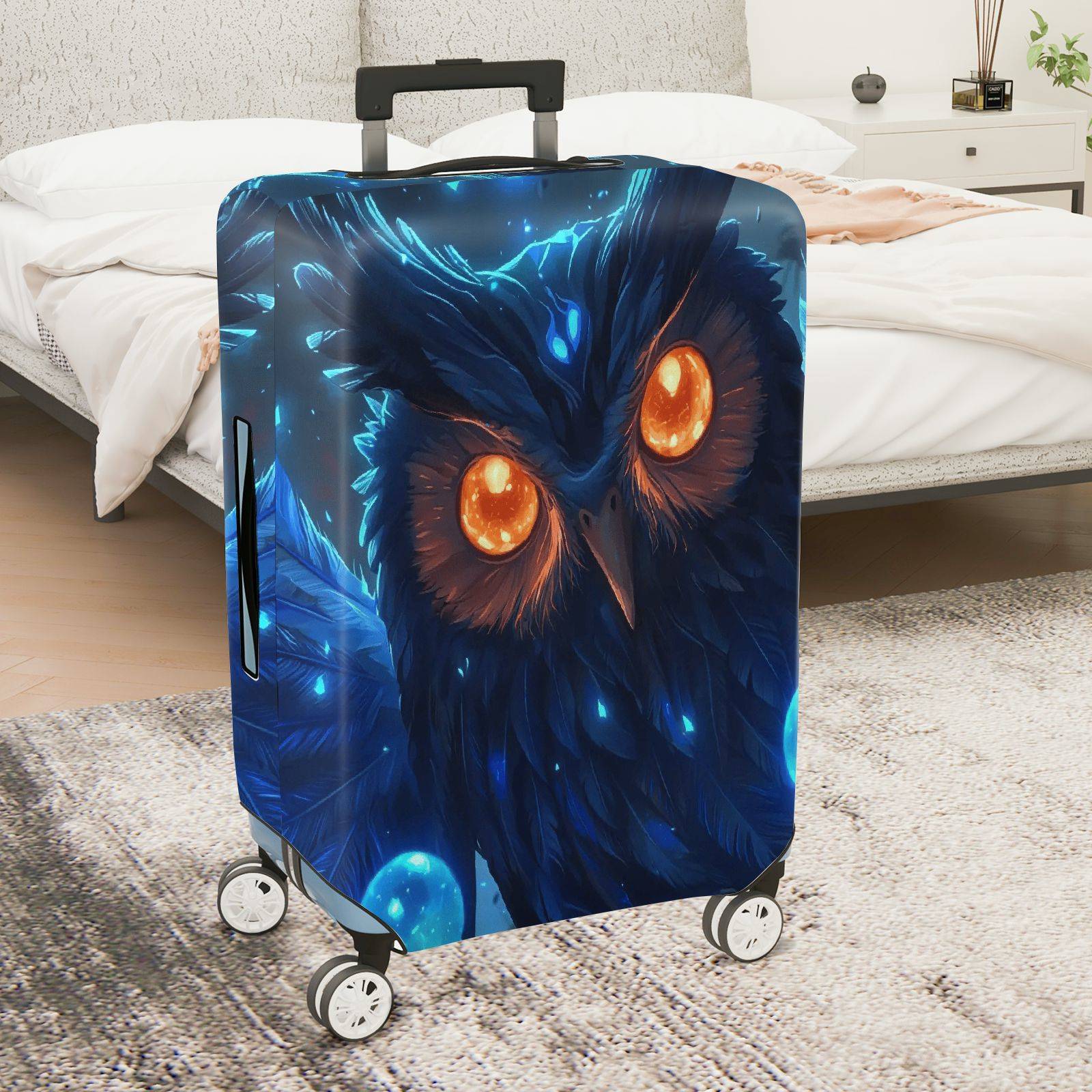 1-Piece Mysterious Enchanting Cosmic Owl Galaxy Star  Suitcase Luggage Cover, Stretch Protective Sleeve
