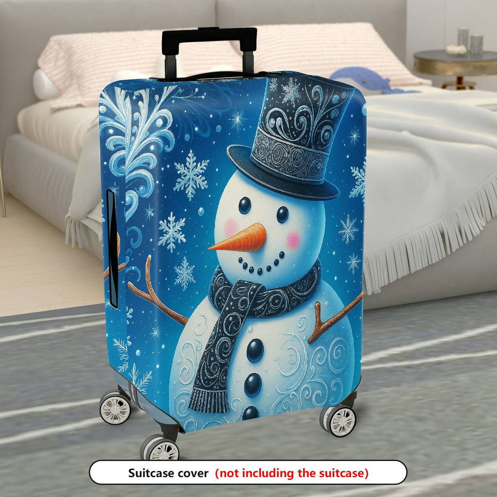 1-Piece Snowman Christmas Holiday Winter Snowflake  Suitcase Luggage Cover, Stretch Protective Sleeve