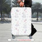 1-Piece Cute Rabbit Balloon Cloud Pastel Travel  Suitcase Luggage Cover, Stretch Protective Sleeve
