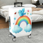 1-Piece Cute Rainbow Bird Clouds Flowers Ladybug  Suitcase Luggage Cover, Stretch Protective Sleeve