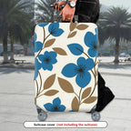 1-Piece Blue Floral Print Decorative  Suitcase Luggage Cover, Stretch Protective Sleeve