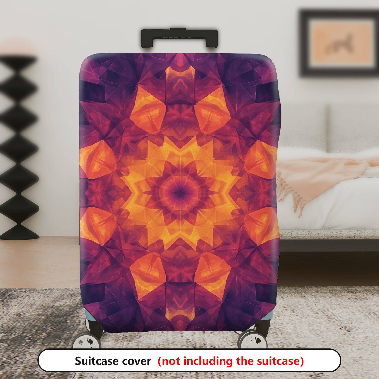 1-Piece Geometric Colorful Kaleidoscope Abstract Vibrant  Suitcase Luggage Cover, Stretch Protective Sleeve