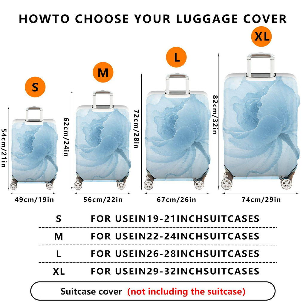 1-Piece Blue Rose Floral Abstract Artistic Elegant Trendy  Suitcase Luggage Cover, Stretch Protective Sleeve
