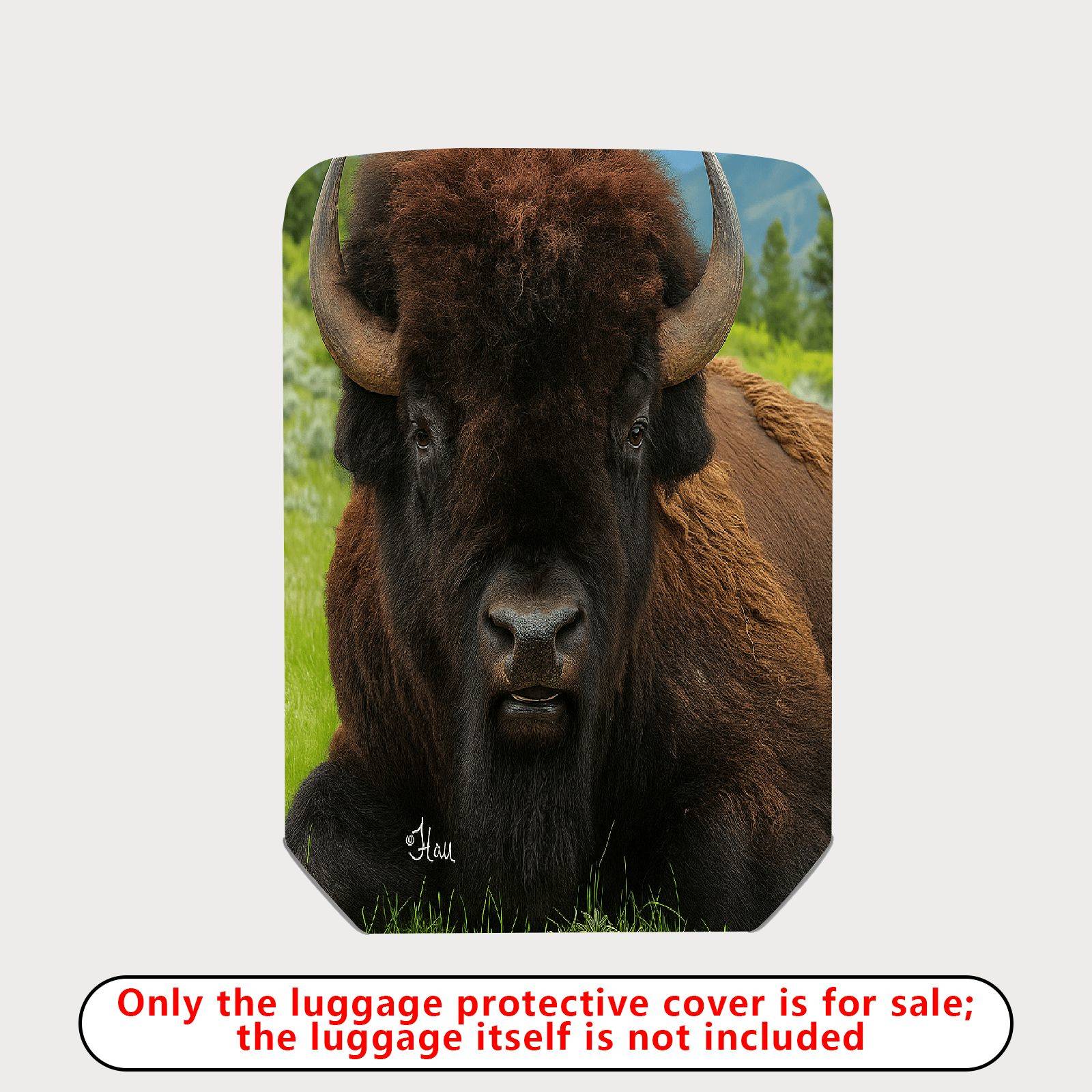 1-Piece Bison Wildlife Nature Animal Landscape Scenic  Suitcase Luggage Cover, Stretch Protective Sleeve