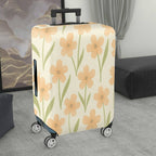 1-Piece Floral Botanical Beige Green Pastel Spring  Suitcase Luggage Cover, Stretch Protective Sleeve