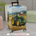 1-Piece Farm Tractor Countryside Barn Wheat Field Landscape  Suitcase Luggage Cover, Stretch Protective Sleeve