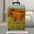 1-Piece Bison Calves Prairie Landscape Nature Wildlife Artistic  Suitcase Luggage Cover, Stretch Protective Sleeve