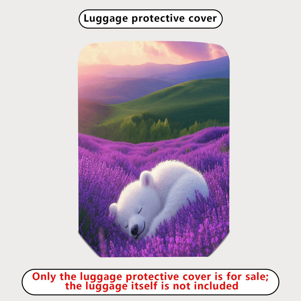 1-Piece Lavender Bear Sunset Field Landscape  Suitcase Luggage Cover, Stretch Protective Sleeve