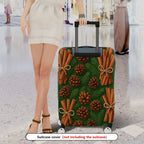 1-Piece Pine Cone Cinnamon Evergreen Holiday Nature Travel  Suitcase Luggage Cover, Stretch Protective Sleeve