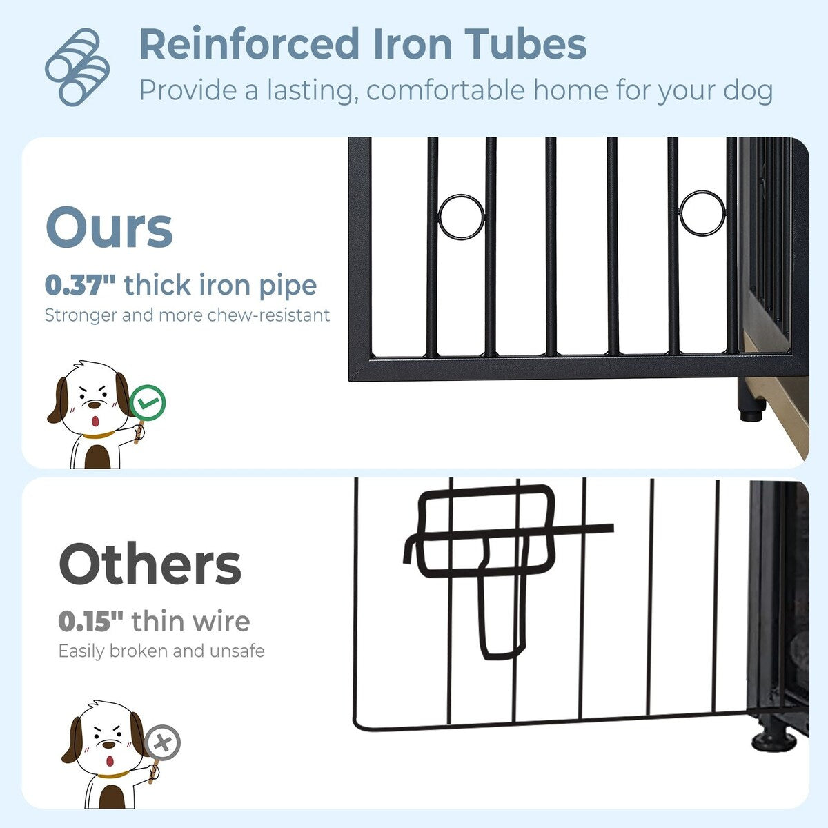 70.86'' Dog Crate Furniture Large Breed TV Stand with Cushion & Double Rooms (No Cushion)