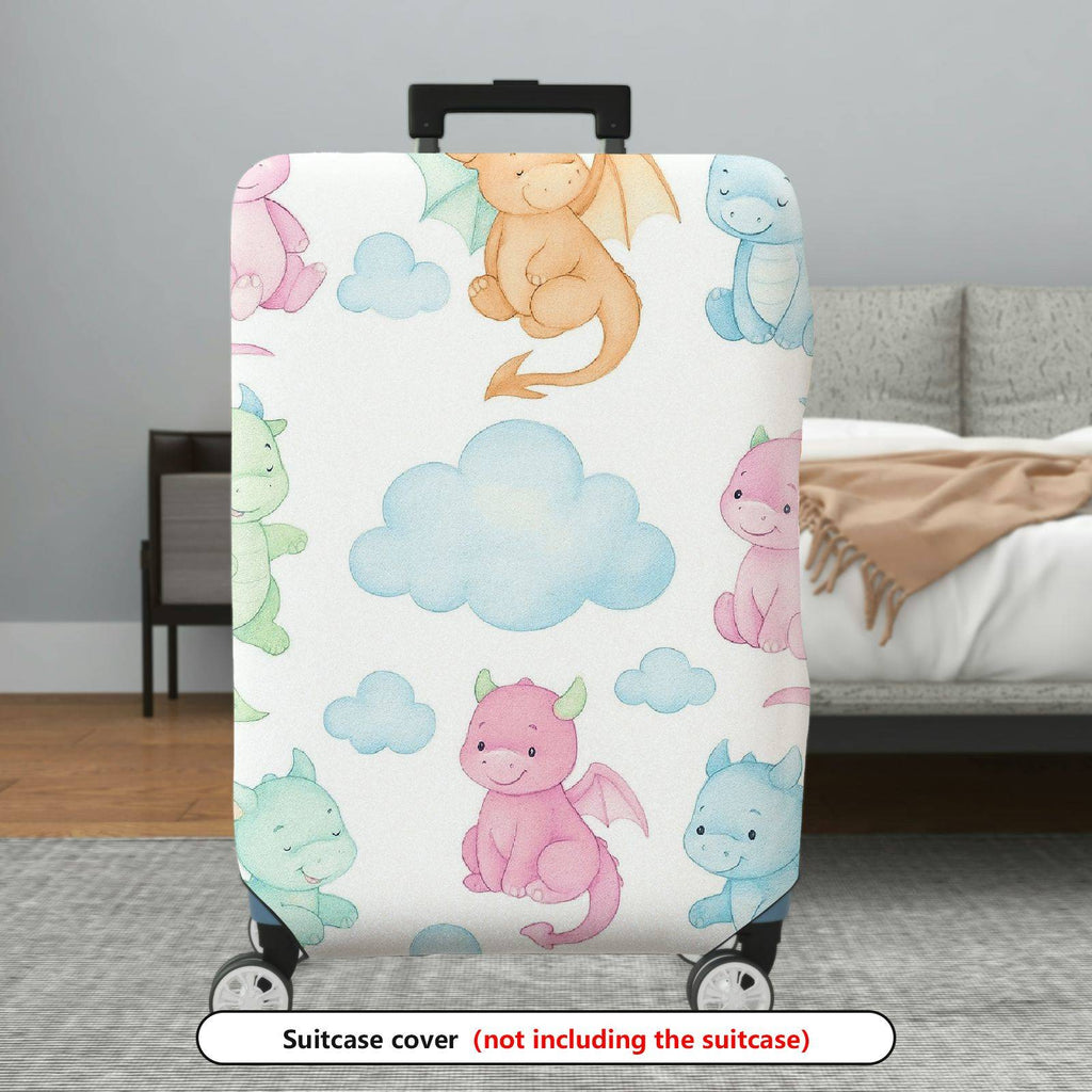 1-Piece Cute Fantasy Dragon Cloud Pastel Colorful  Suitcase Luggage Cover, Stretch Protective Sleeve