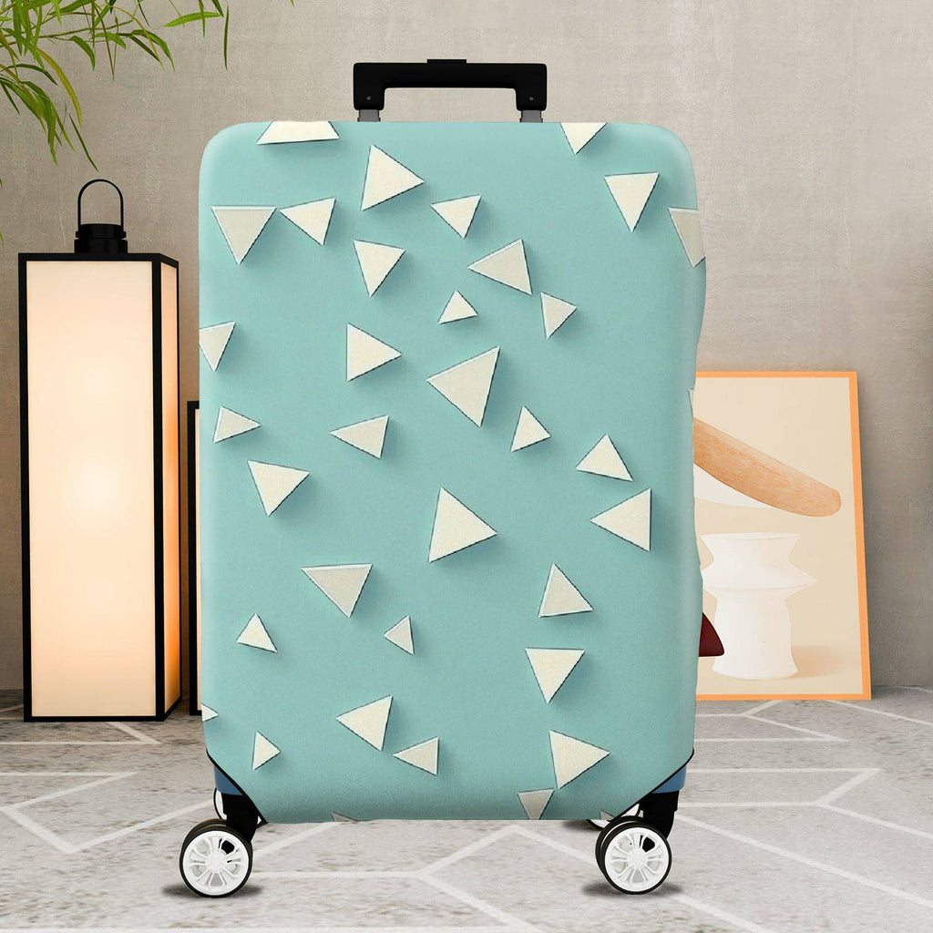 1-Piece Light Blue Geometric Triangle Pattern Travel  Suitcase Luggage Cover, Stretch Protective Sleeve