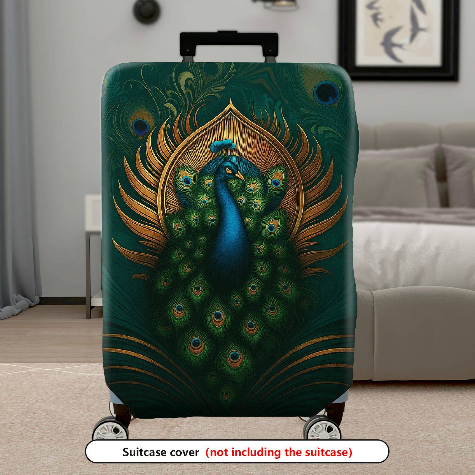 1-Piece Peacock Feathers Elegant Artistic Decorative Stylish  Suitcase Luggage Cover, Stretch Protective Sleeve