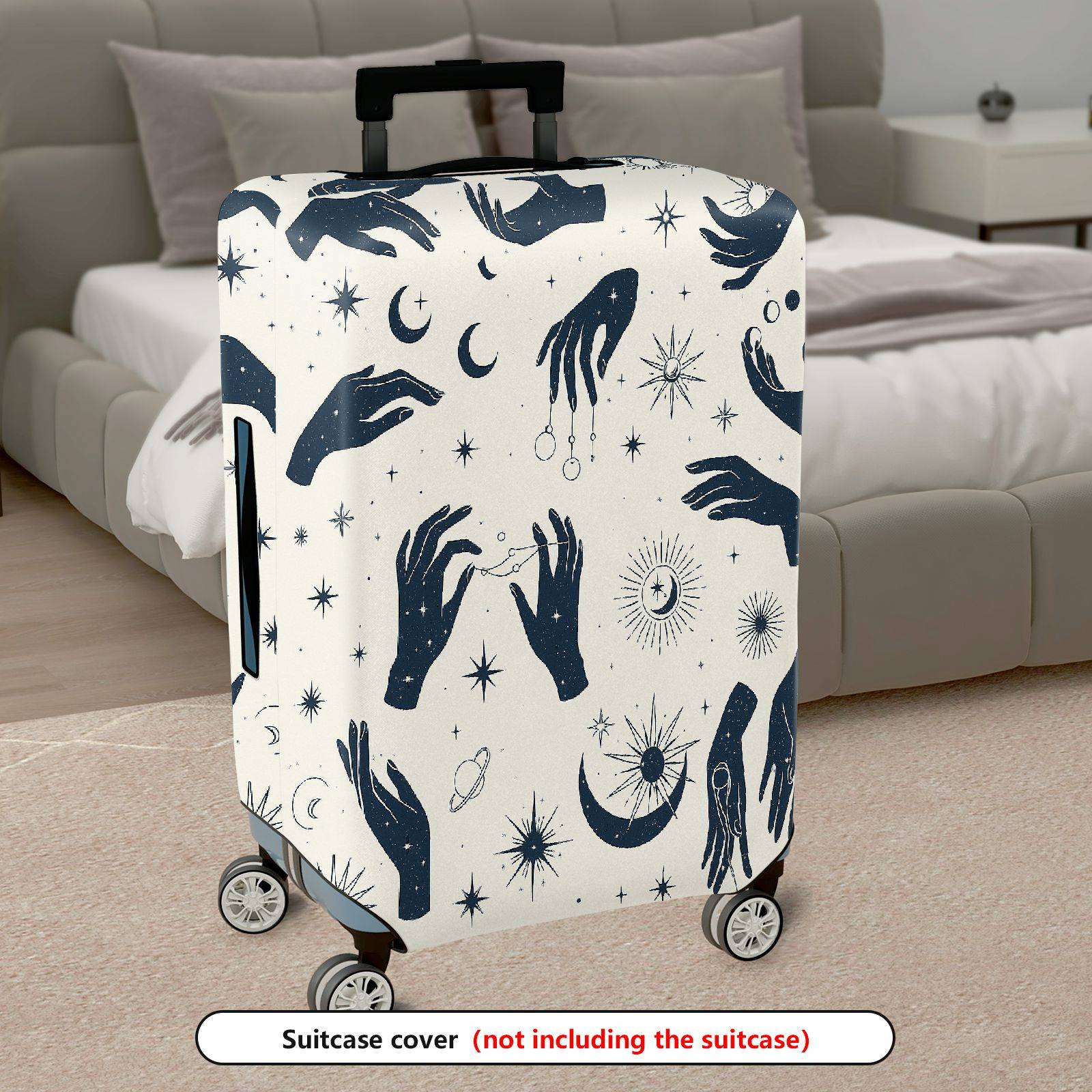 1-Piece Celestial Cosmic Mystic Astrology Moon Stars  Suitcase Luggage Cover, Stretch Protective Sleeve