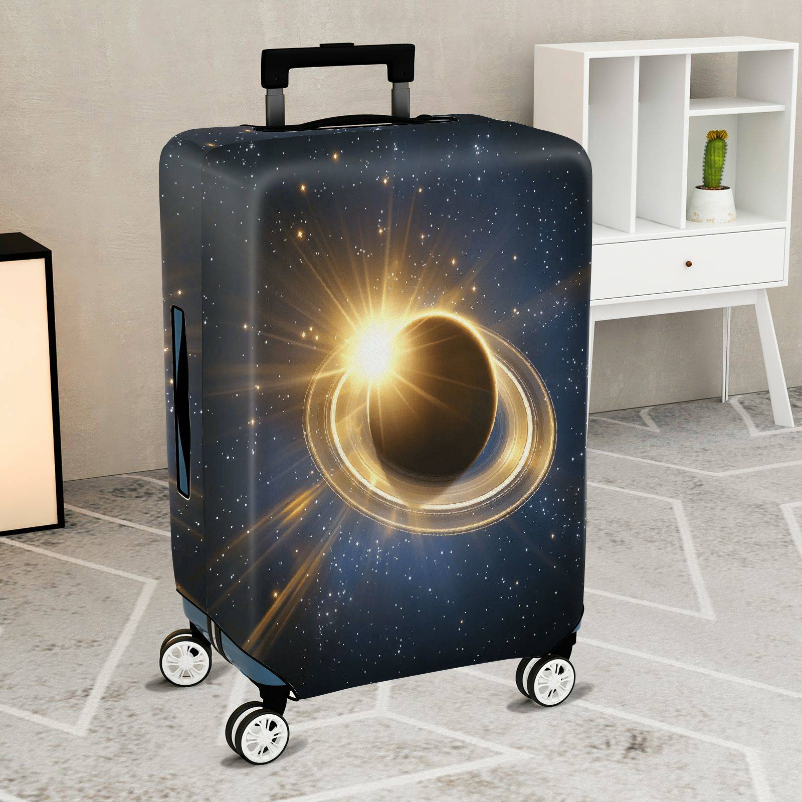 1-Piece Cosmic Galaxy Star Solar Eclipse Astronomy  Suitcase Luggage Cover, Stretch Protective Sleeve